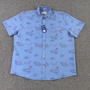 Huk Fishing Shirt Mens 3XL Short Sleeve Button Down Americookin Kona UPF 30+‎